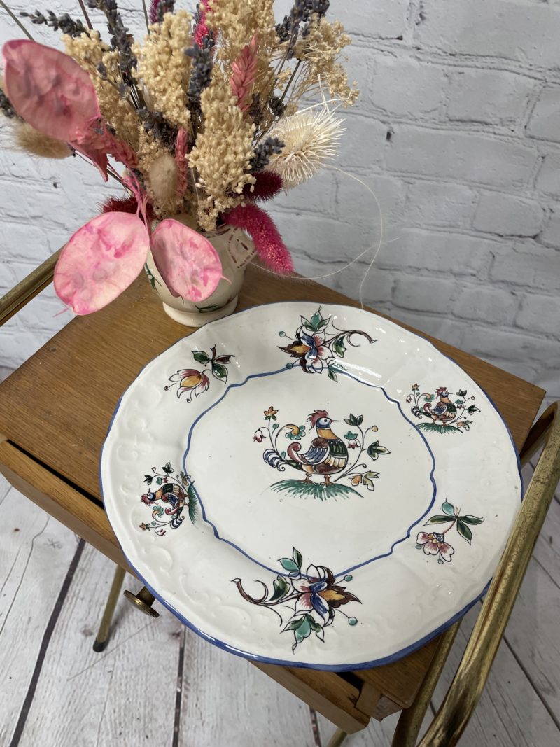 assiette vintage faience capodimonte coq