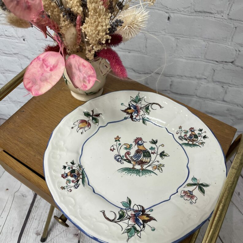 assiette vintage faience capodimonte coq