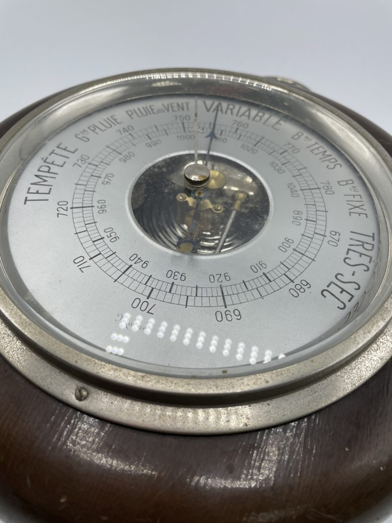 Baromètre vintage marin en bois années 50 – Image 10