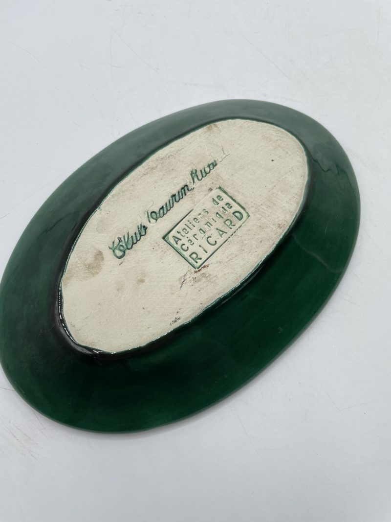 Cendrier vintage vert céramique Ricard taureau Club Taurin Ricard – Image 5