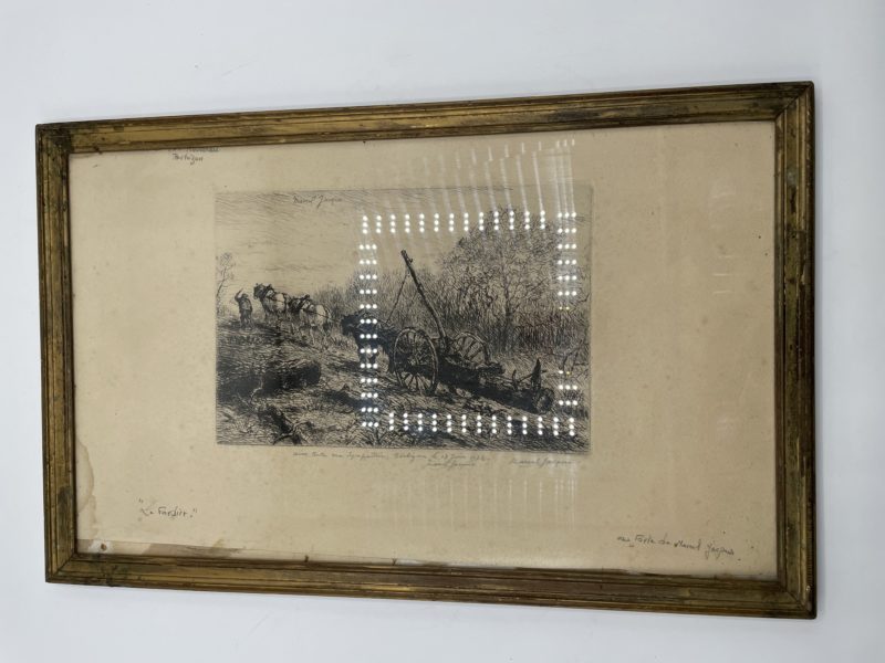 Tableau eau forte gravure 1972 Le Fardier Marcel Jacque – Image 2