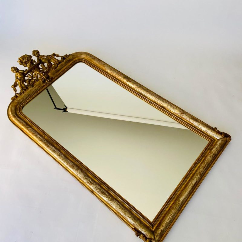 grand miroir vintage bois cherubin baroque dore