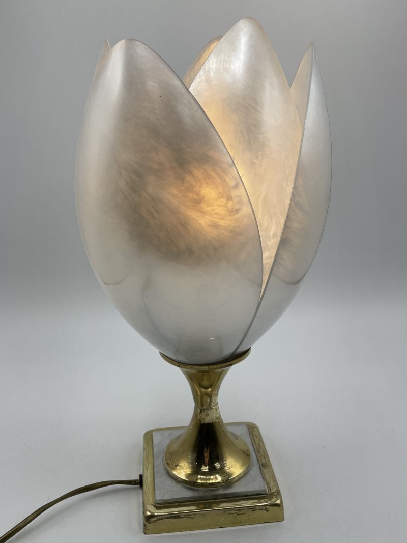 Lampe vintage tulipe en polycarbonate blanc années 70 – Image 8
