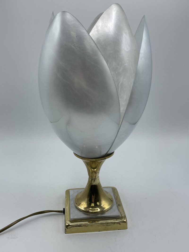 Lampe vintage tulipe en polycarbonate blanc années 70 – Image 5