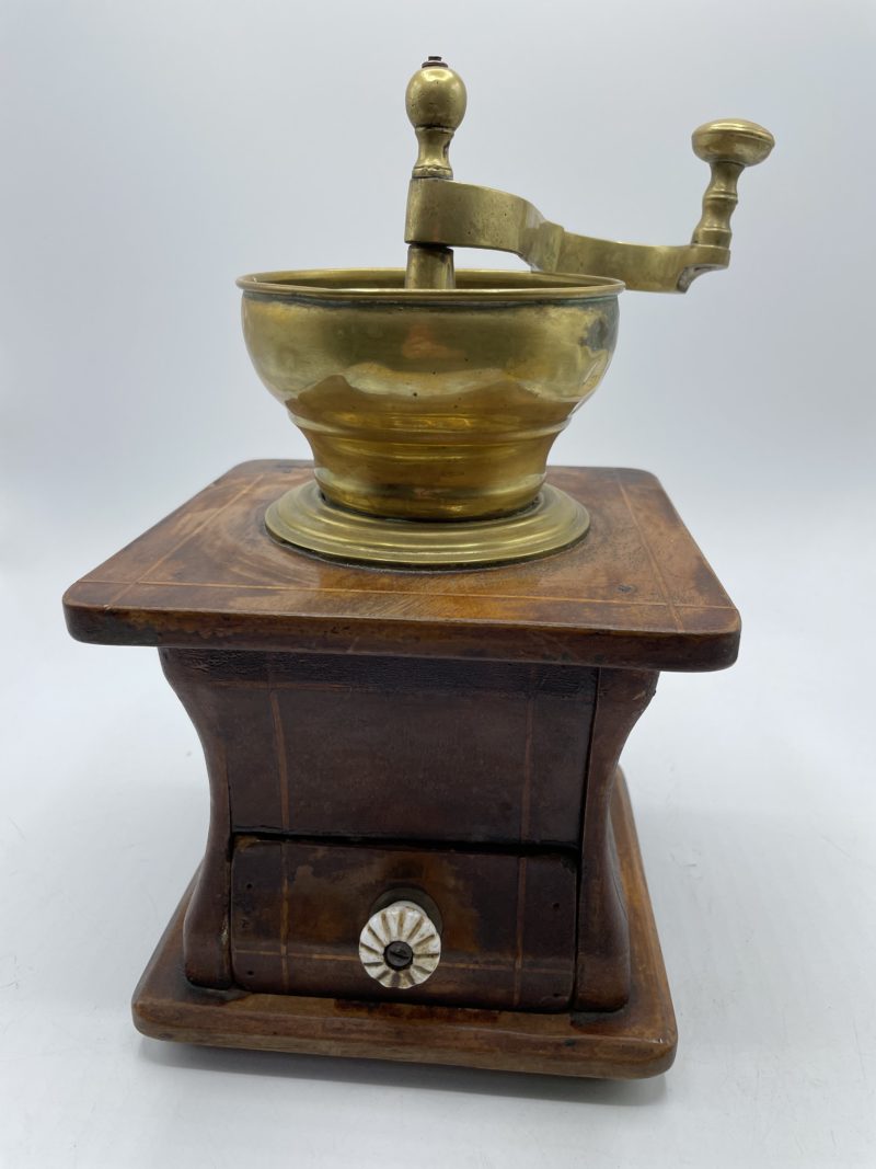 Ancien grand moulin à café 19ème en bois et en bronze – Image 5