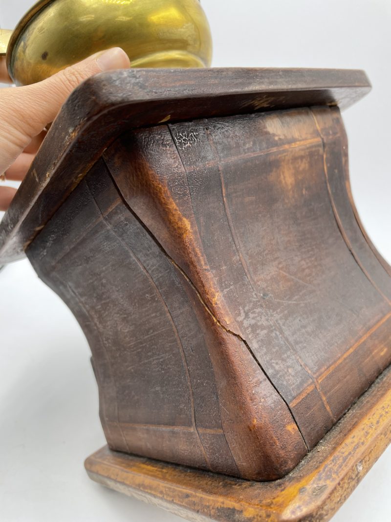 Ancien grand moulin à café 19ème en bois et en bronze – Image 6