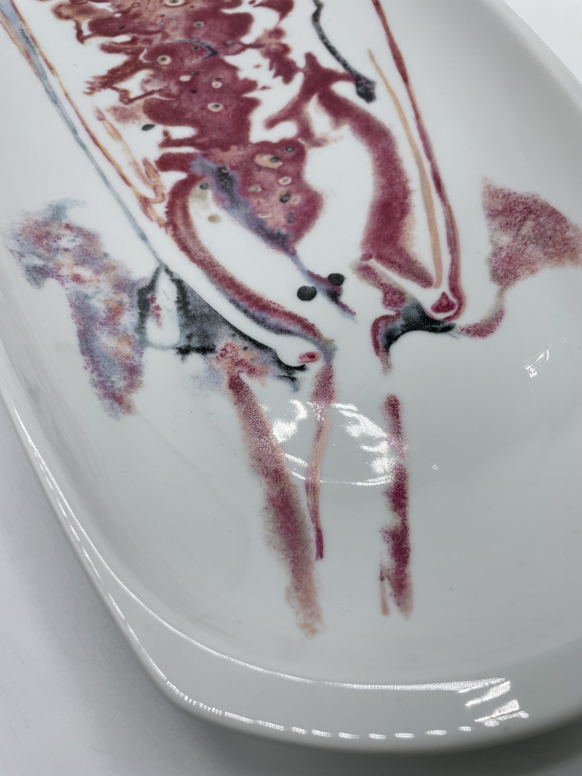 Grand plat vintage porcelaine de Limoges Bernardaud Homarus décor Poissons de Chièze et Radier – Image 4