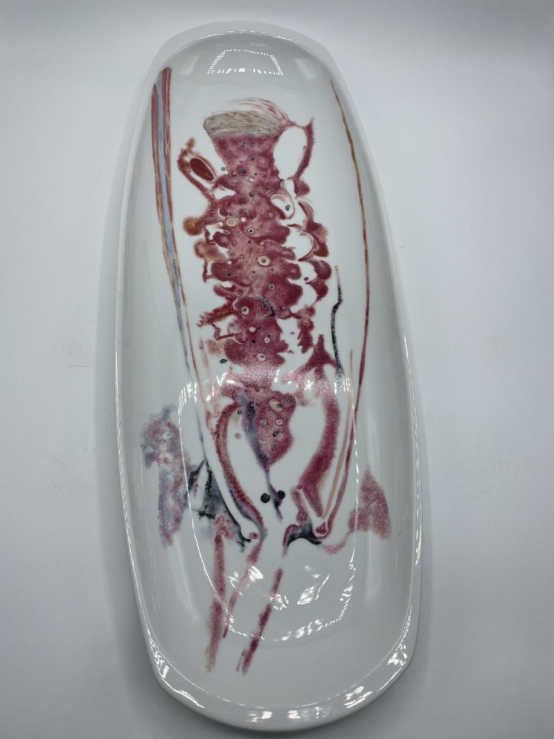 Grand plat vintage porcelaine de Limoges Bernardaud Homarus décor Poissons de Chièze et Radier – Image 5