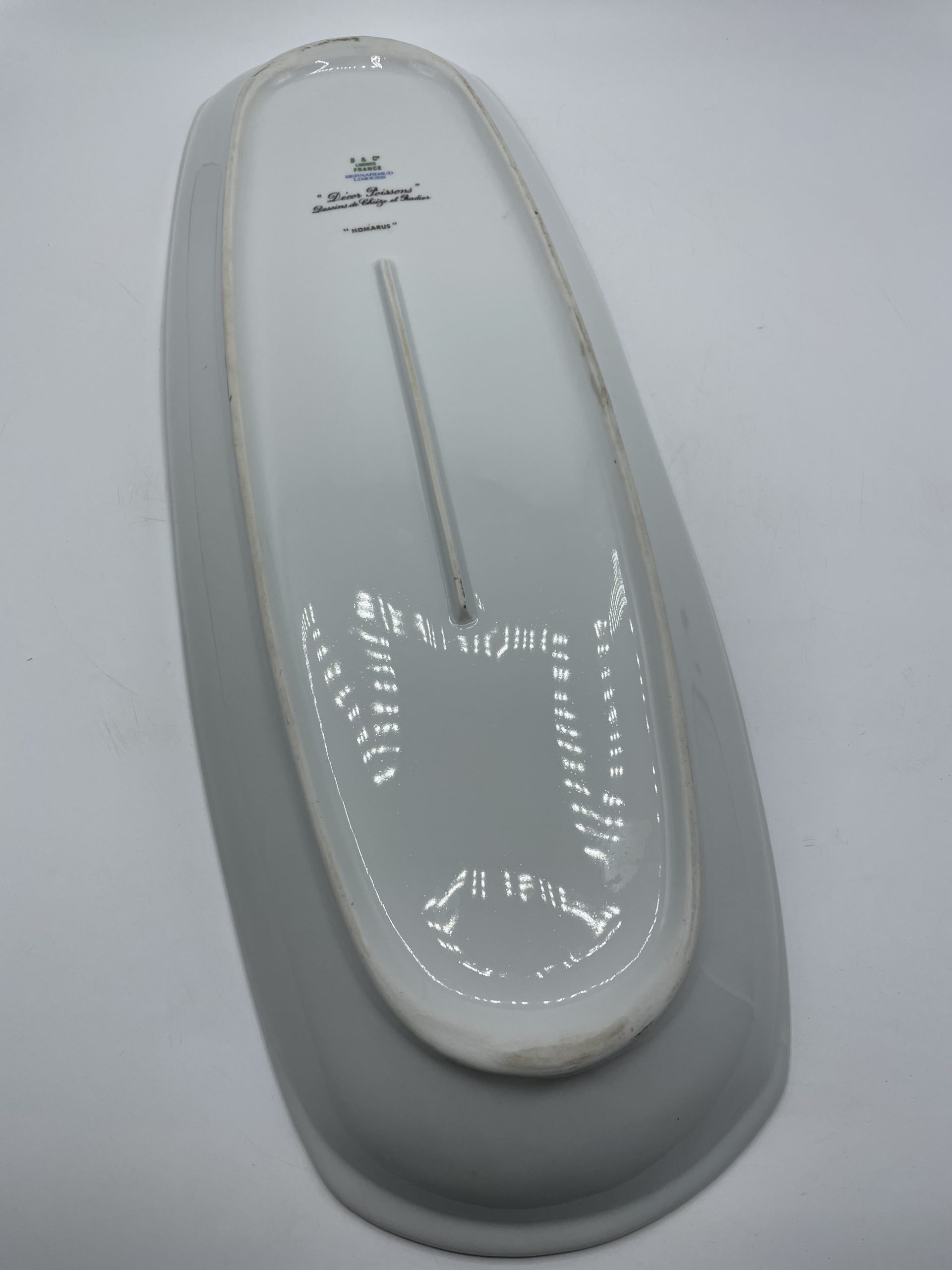 Grand plat vintage porcelaine de Limoges Bernardaud Homarus décor Poissons de Chièze et Radier – Image 6