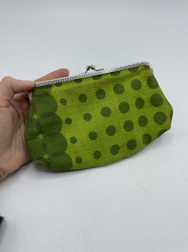 Petite pochette porte feuille porte monnaie Samsar Paris vintage verte – Image 6