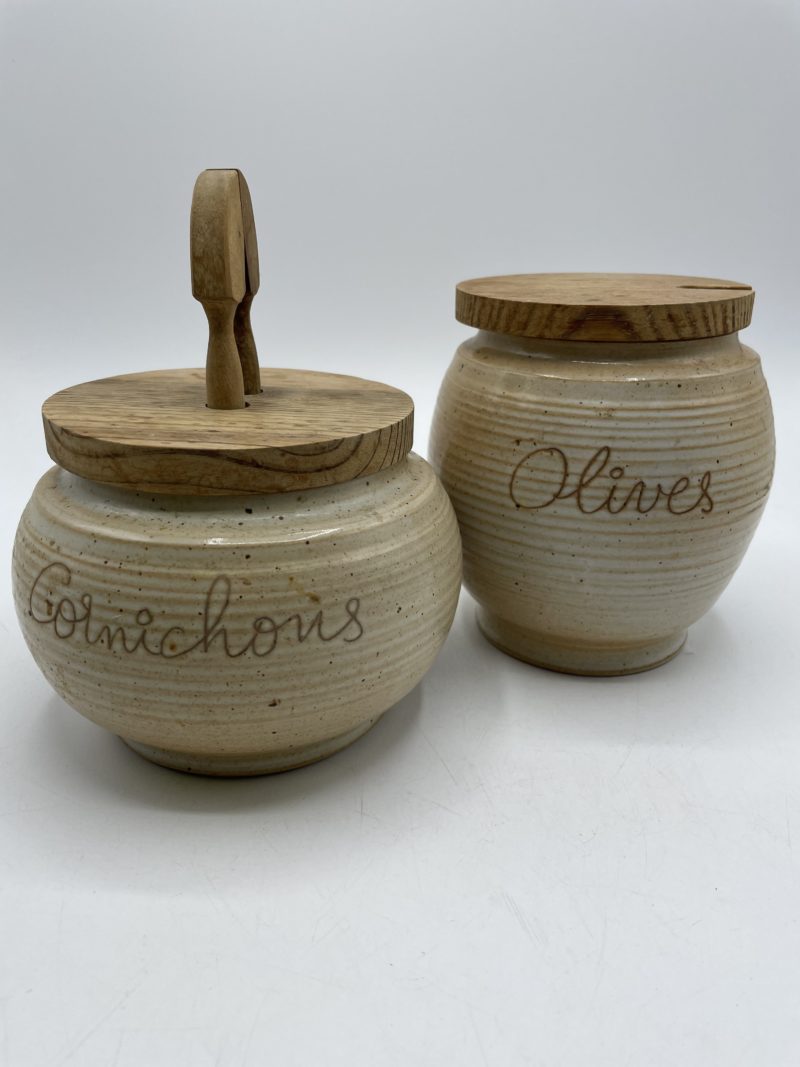 Duo bocaux et pots en grès vintage à olives et cornichons – Image 5