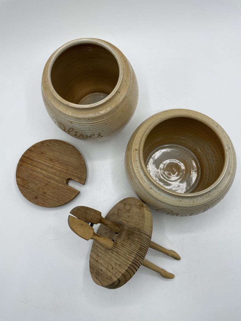 Duo bocaux et pots en grès vintage à olives et cornichons – Image 4