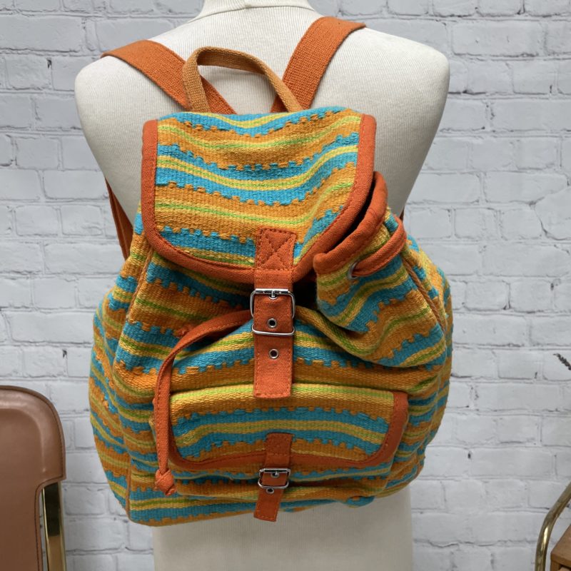 sac a dos vintage orange ethnique coton