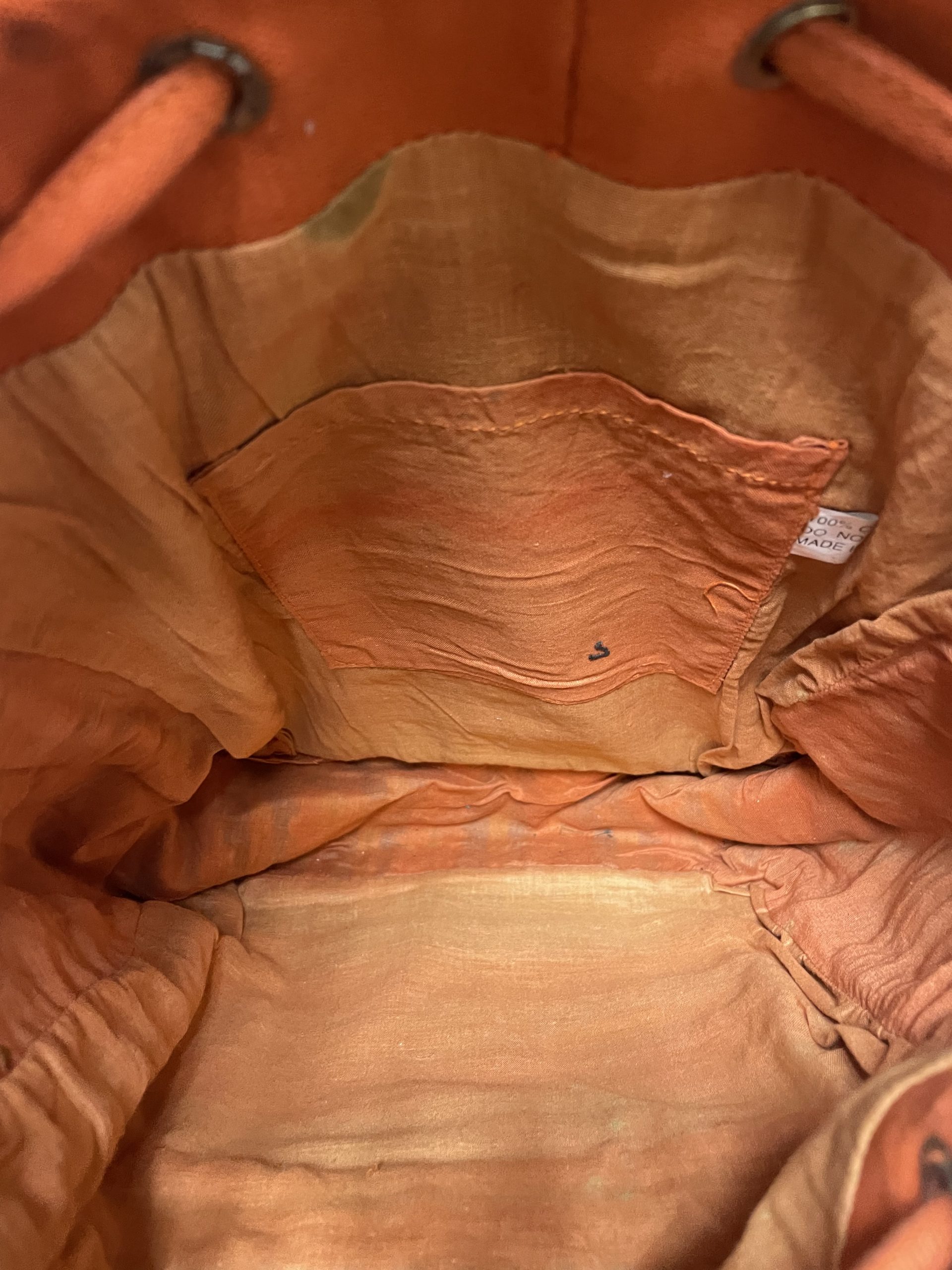 Sac à dos vintage 100% coton orange jaune bleu et vert style ethnique – Image 9