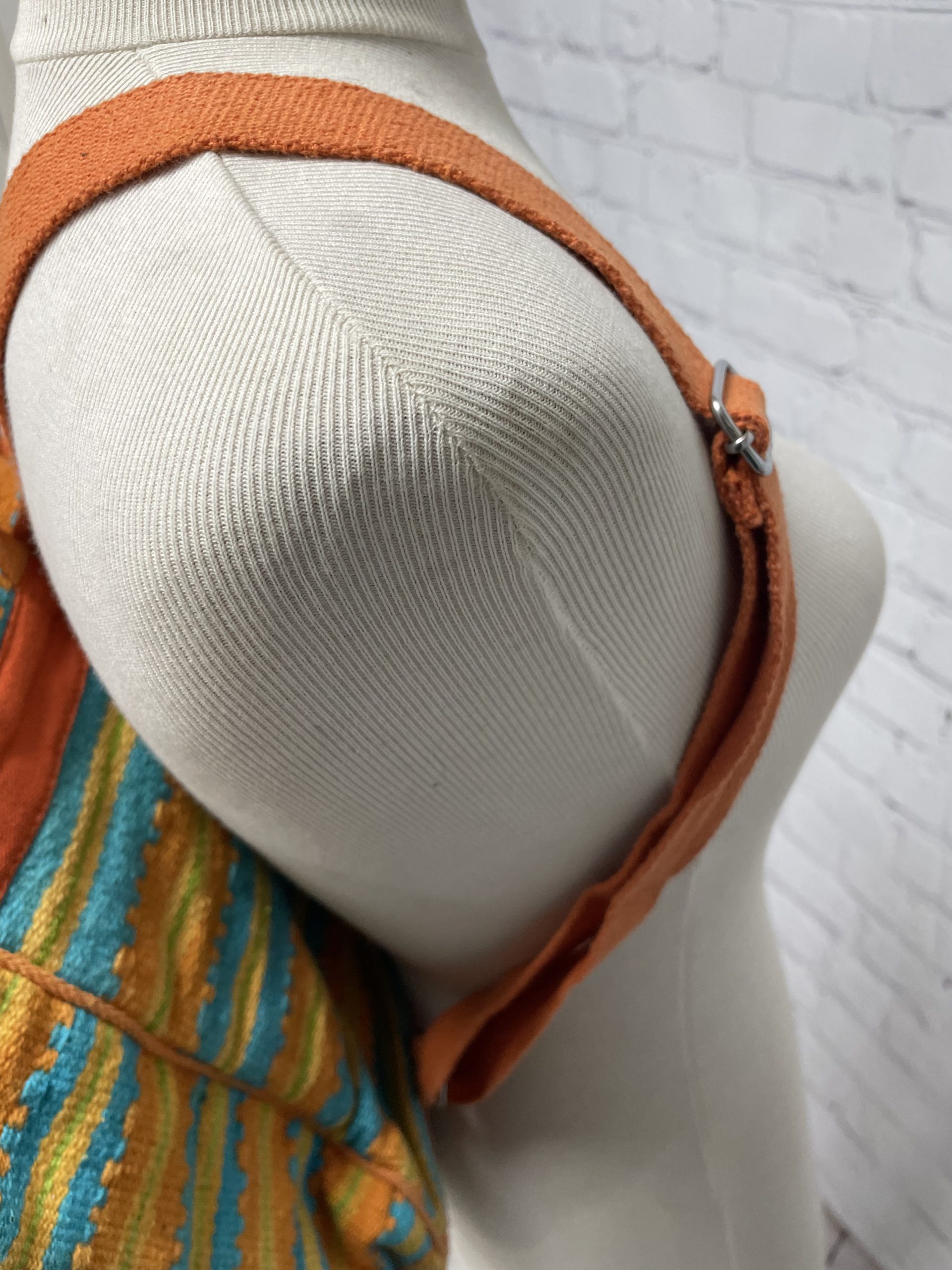 Sac à dos vintage 100% coton orange jaune bleu et vert style ethnique – Image 6