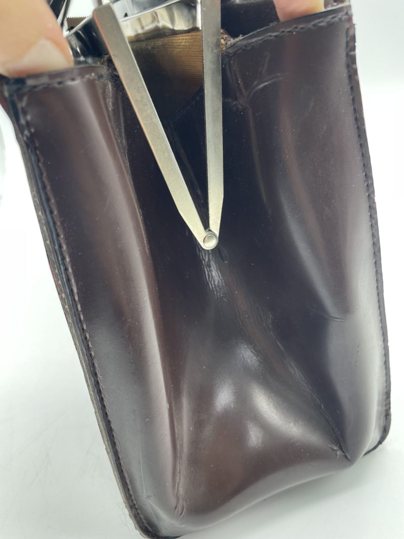 Sac à main vintage en cuir lisse chocolat – Image 9