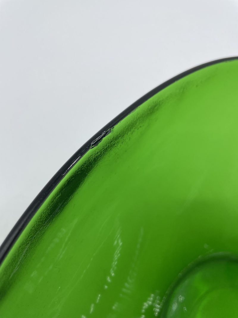 Saladier vintage en verre trempé vert Vereco France – Image 7