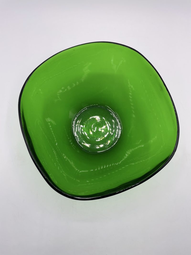 Saladier vintage en verre trempé vert Vereco France – Image 8