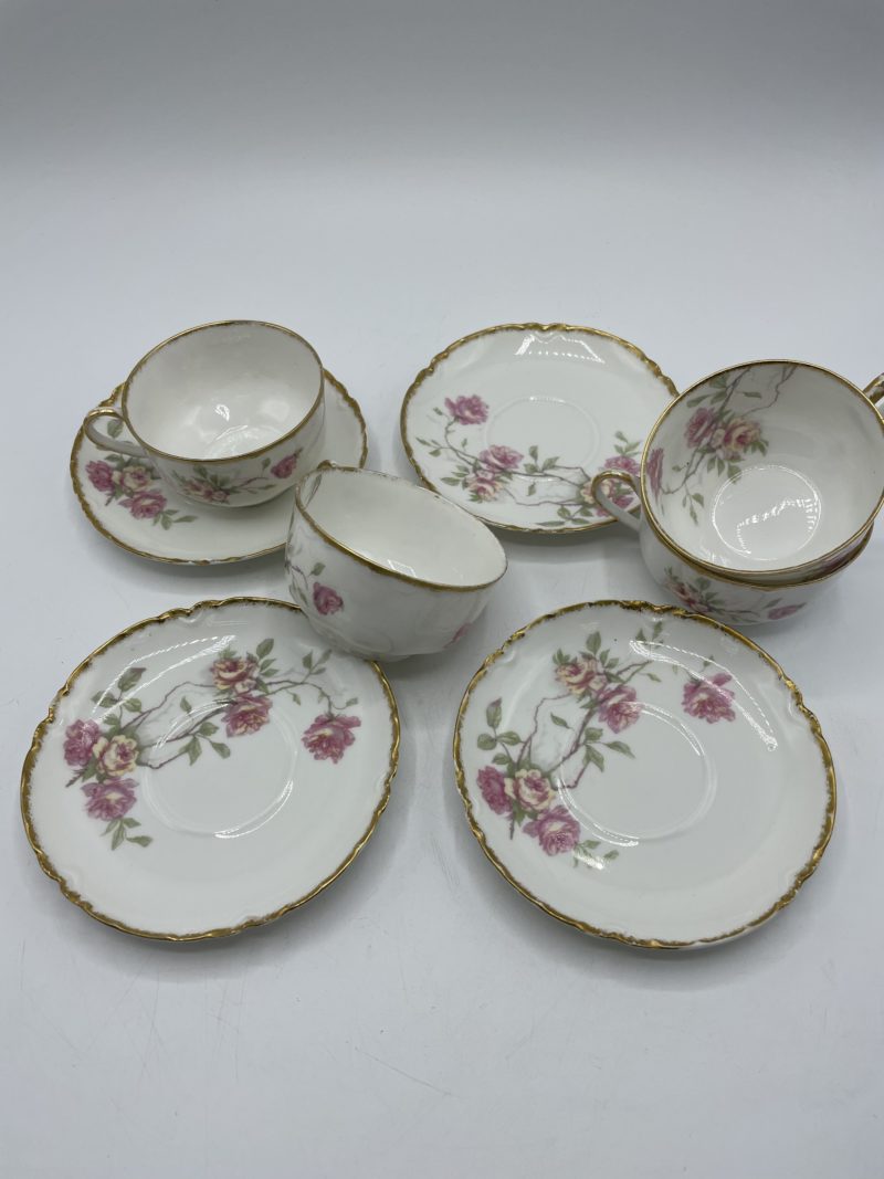 Service tasses à thé et soucoupes porcelaine Haviland France décor Maubert Ainé – Image 6