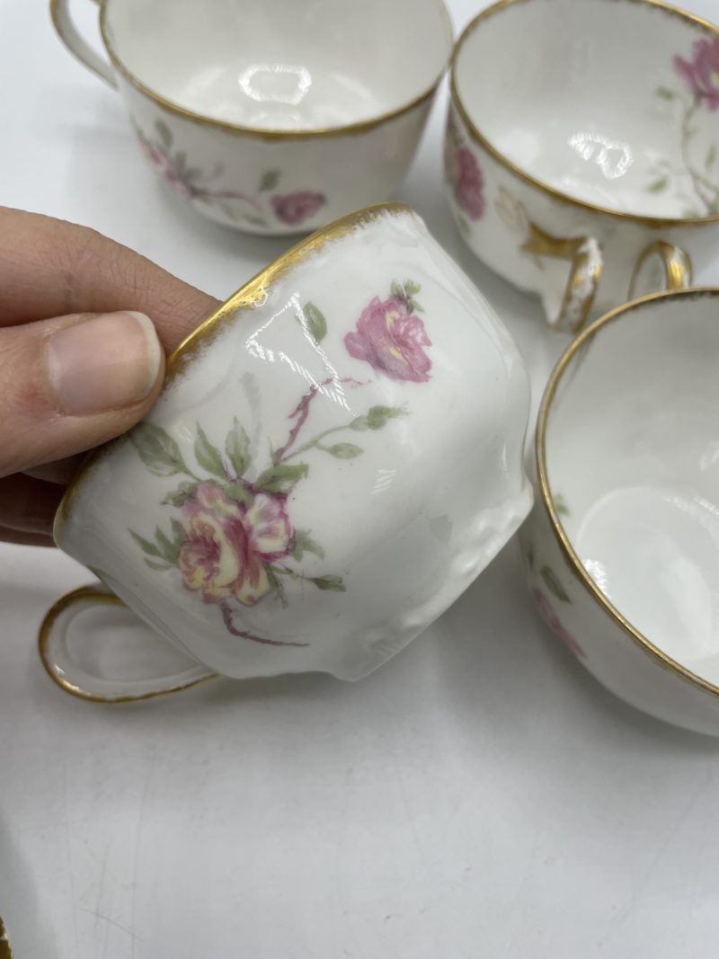 Service tasses à thé et soucoupes porcelaine Haviland France décor Maubert Ainé – Image 4