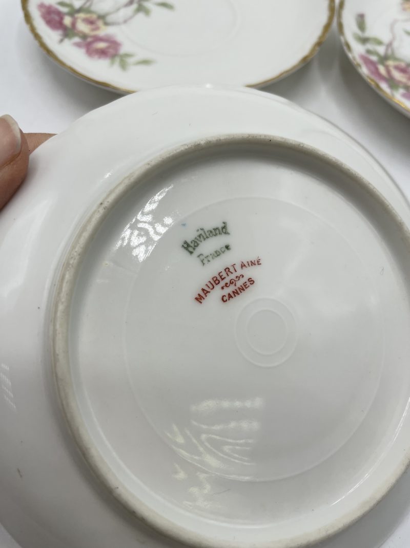 Service tasses à thé et soucoupes porcelaine Haviland France décor Maubert Ainé – Image 9