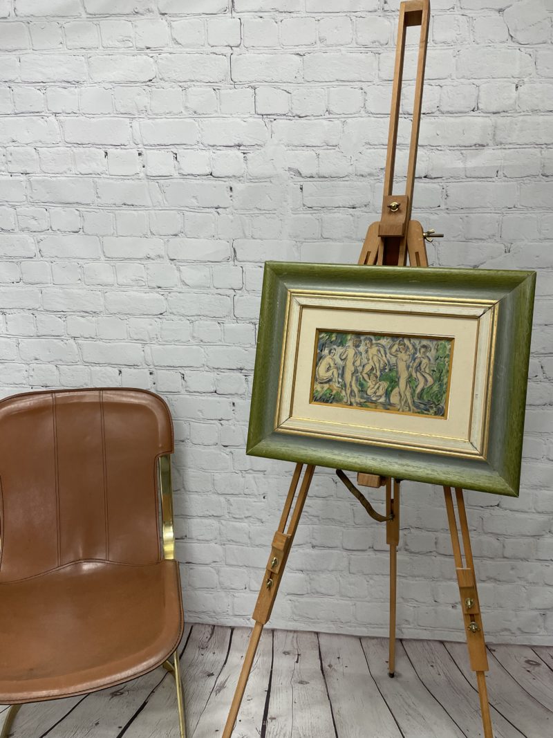 tableau deco pastel gras baignade vert vintage collection art