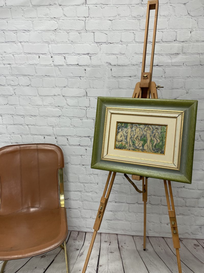 tableau deco pastel gras baignade vert vintage collection art