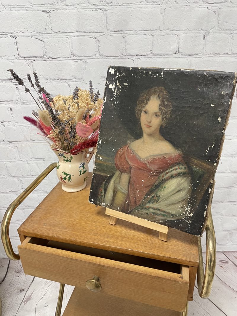 Toile portrait huile sur toile vintage