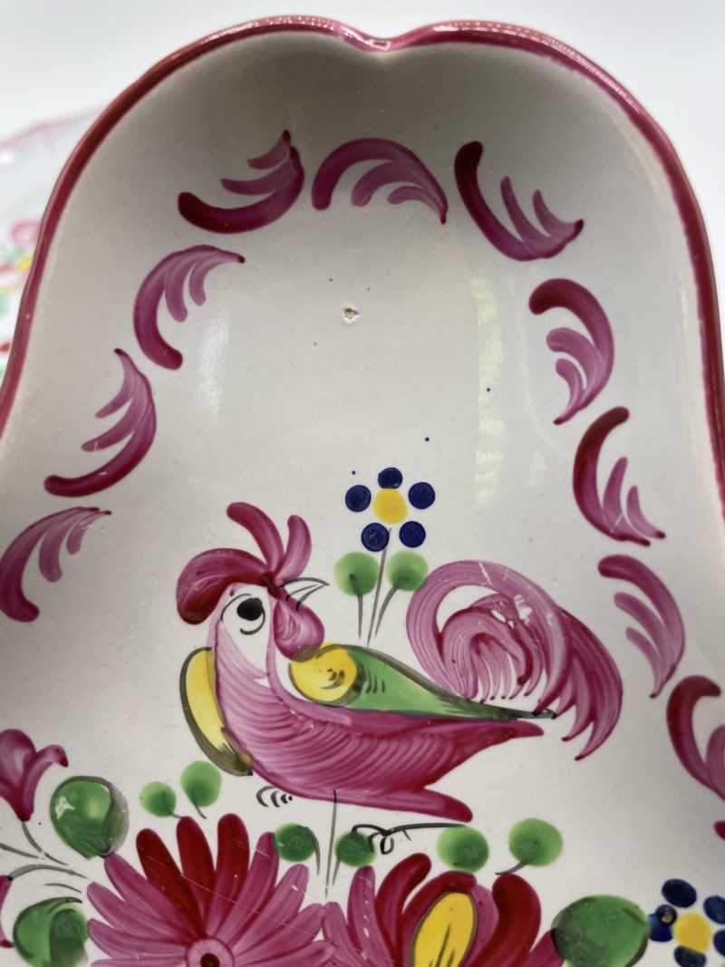 Trio plat de service vintage céramique décor coq K & G Saint Clément – Image 11