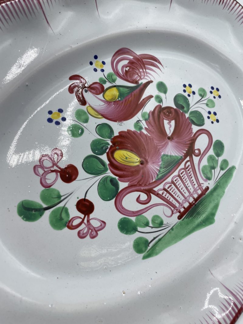 Trio plat de service vintage céramique décor coq K & G Saint Clément – Image 7