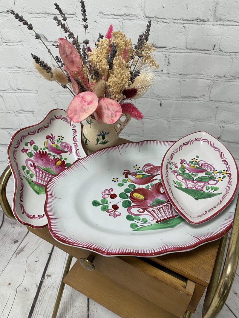 trio plat ravier vintage faience coq k&g st clement