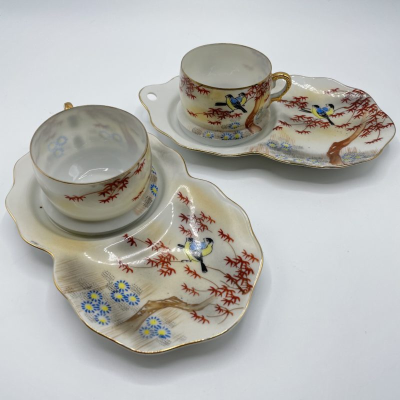 tasse porceliane vaisselle vintage porcelaine japon japonais oiseaux fleurs