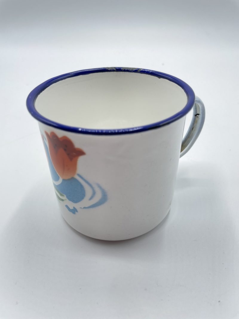Tasse émaillée vintage coquelicots – Image 4
