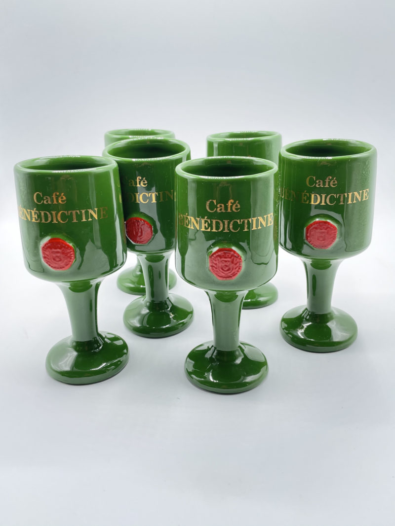 verre vintage ceramique cafe benedictine vert bouteille