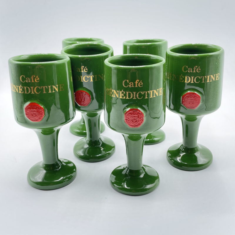 verre vintage ceramique cafe benedictine vert bouteille