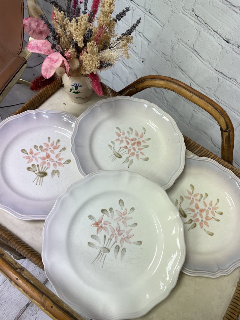 assiette vintage sarreguemines atelier at peint main nuage rose