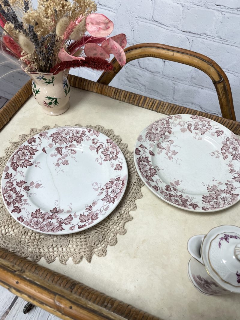 assiettes vintage faienc saint amand hamage rose