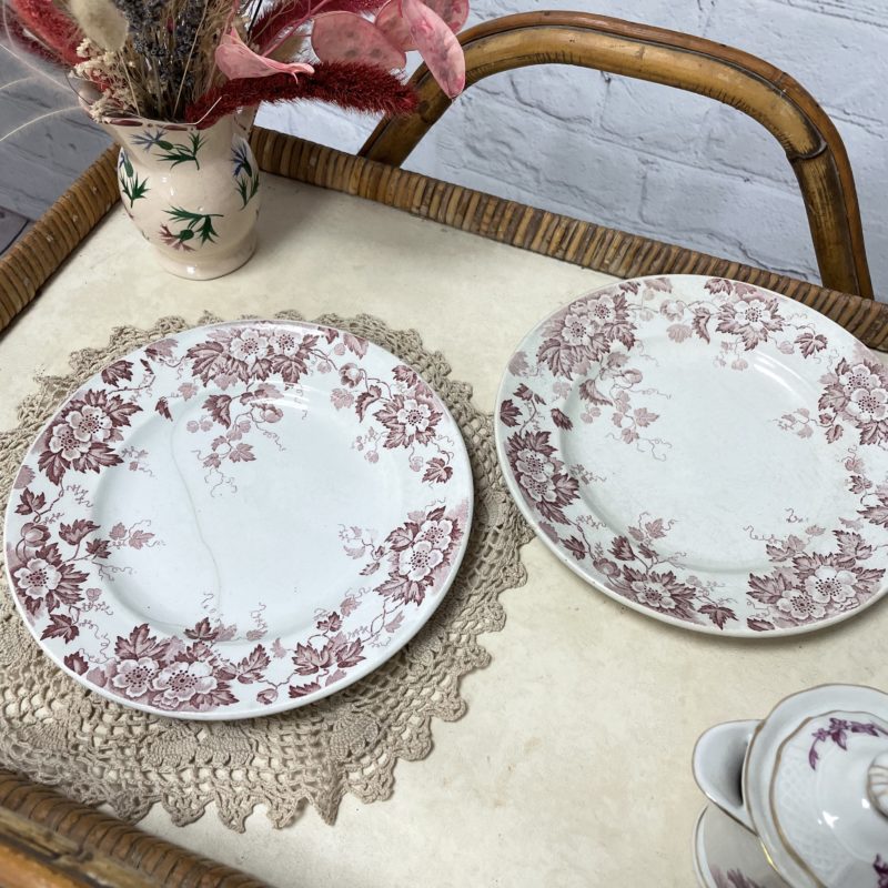 assiettes vintage faienc saint amand hamage rose