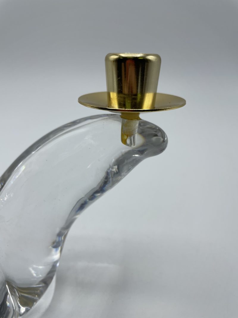 Bougeoir abstrait vintage Schneider France en cristal et laiton – Image 7
