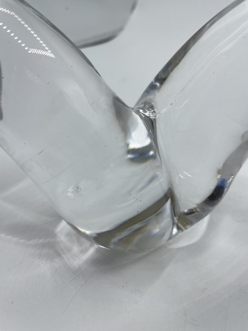 Bougeoir abstrait vintage Schneider France en cristal et laiton – Image 8