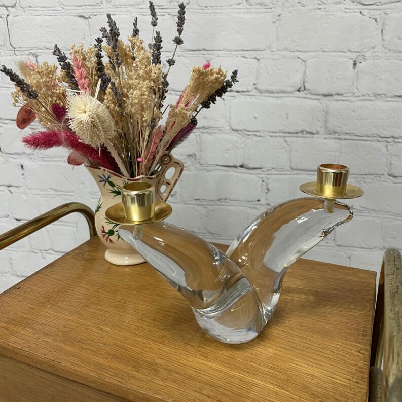 bougeoir schneider cristal laiton vintage collection