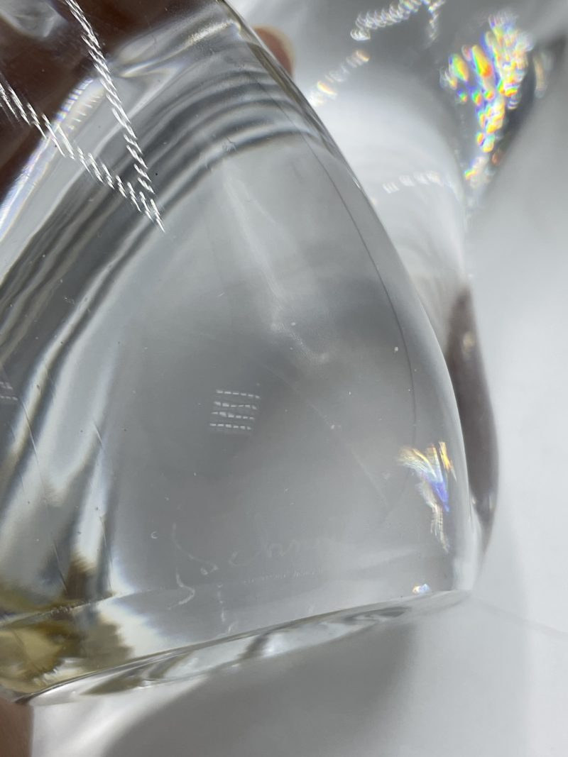 Bougeoir abstrait vintage Schneider France en cristal et laiton – Image 3