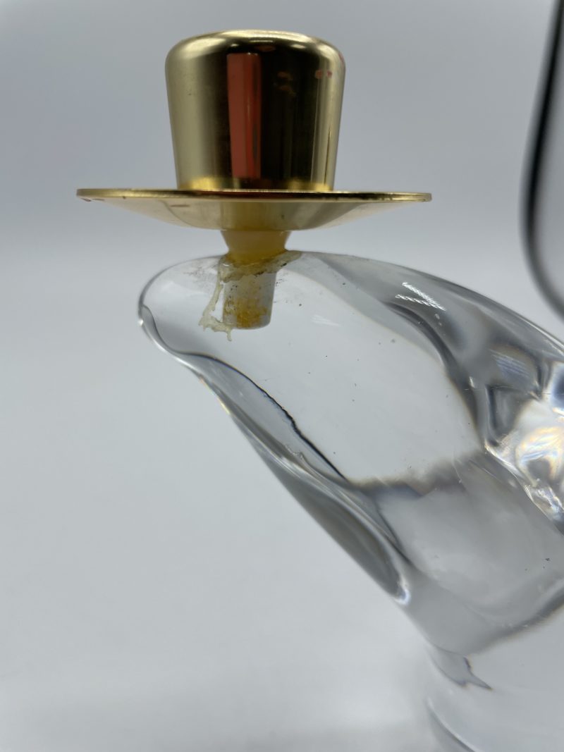 Bougeoir abstrait vintage Schneider France en cristal et laiton – Image 6