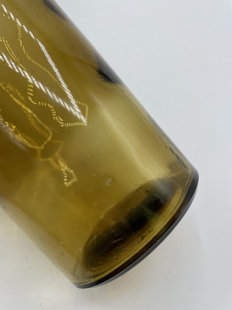 Bouteille vintage en verre soufflé ambré apothicaire contenance 900ml – Image 2