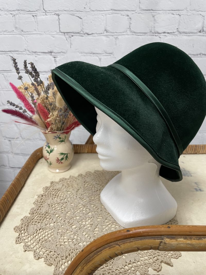 chapeau cloche femme vintage feutre vert