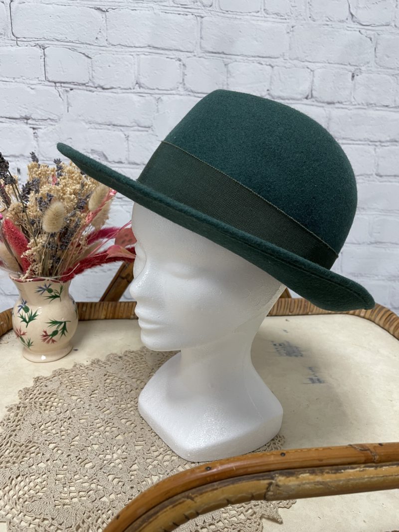 chapeau vintage fedora vert chapelier e werlé paris