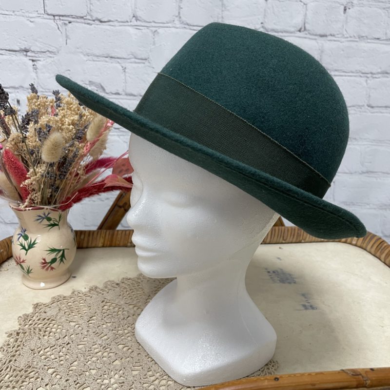 chapeau vintage fedora vert chapelier e werlé paris