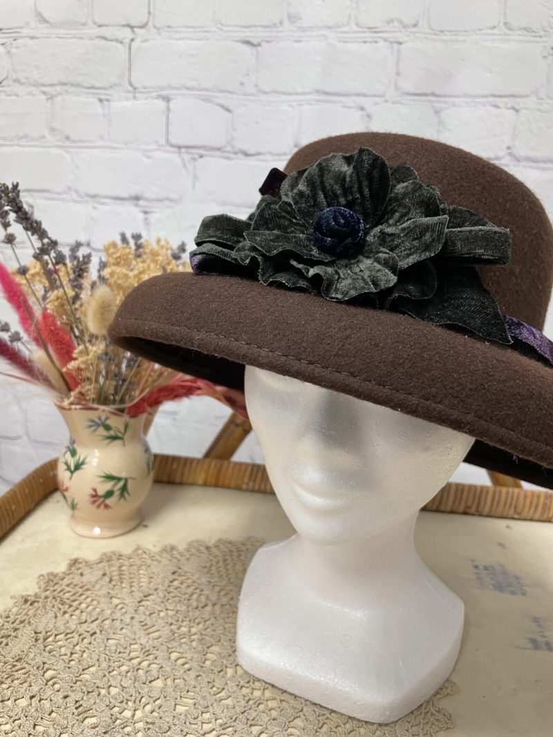 chapeau femme vintage feutre chocolat laine