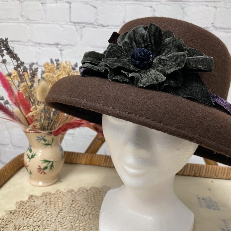 chapeau femme vintage feutre chocolat laine