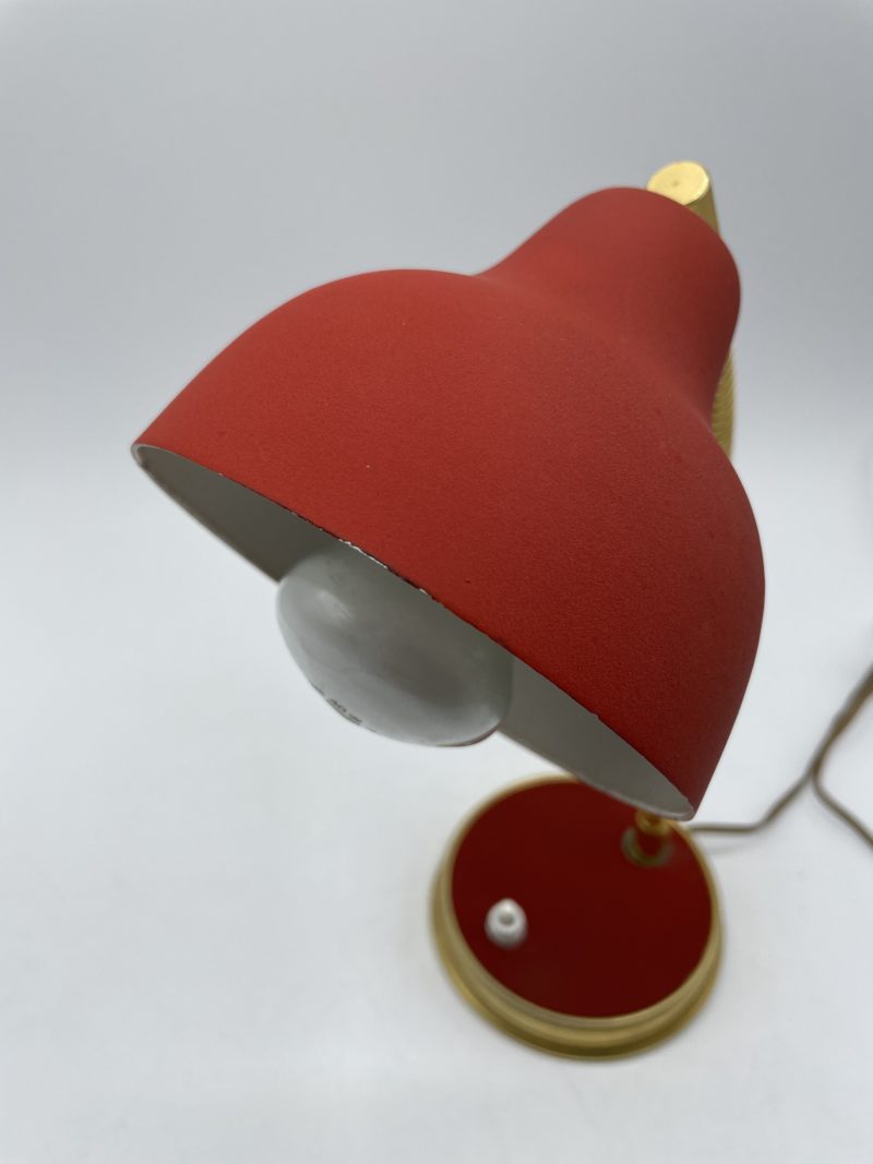 Lampe de bureau vintage rouge à poser années 50 60 – Image 4